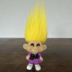 Vintage Troll Doll 1993 Glow in the Dark‎ Purple with Yellow Hair BK Burger King